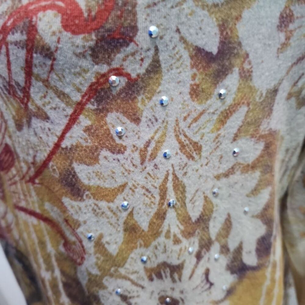 Appropriate Behavior Womens V-Neck Blouse M Multi Abstract Rhinestone - Picture 4 of 7